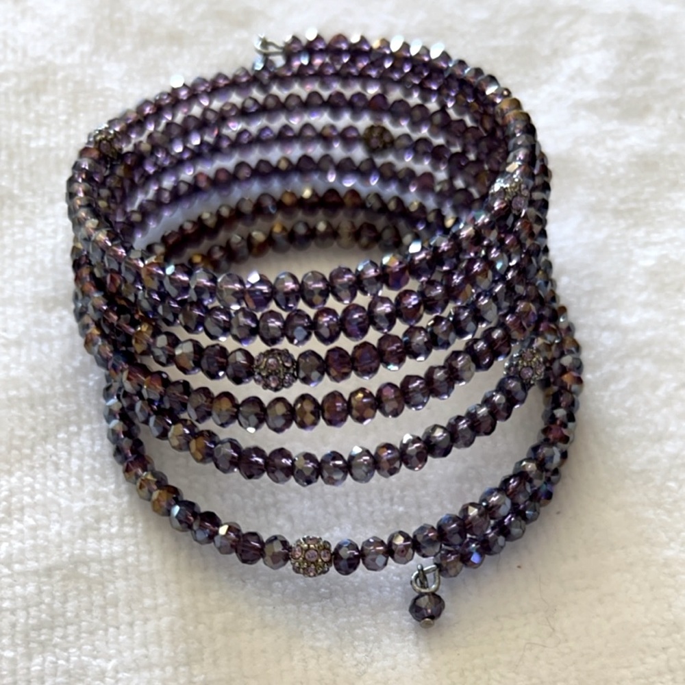Crystal and Beads Spiral Bracelet